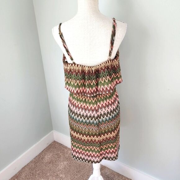 LILLY ROSE WOMEN'S ADJUSTABLE STRAPS LINED BOHO AZTEC DESIGN DRESS SIZE MEDIUM - Picture 2 of 7